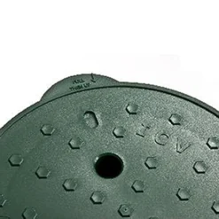 GroundTopper - Universal Valve Box Lid Round Green -Sprinkler Supply Store Sales 339 10 grn bolt hole close up
