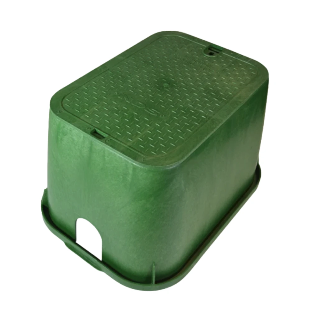 NDS - 114BC - Standard Valve Box Rectangle 14 In. X 19 In. X 12 In.H Green Box/Green Lid Overlapping ICV 3 NDS - 114BC - Standard Valve Box Rectangle 14 In. X 19 In. X 12 In.H Green Box/Green Lid Overlapping ICV