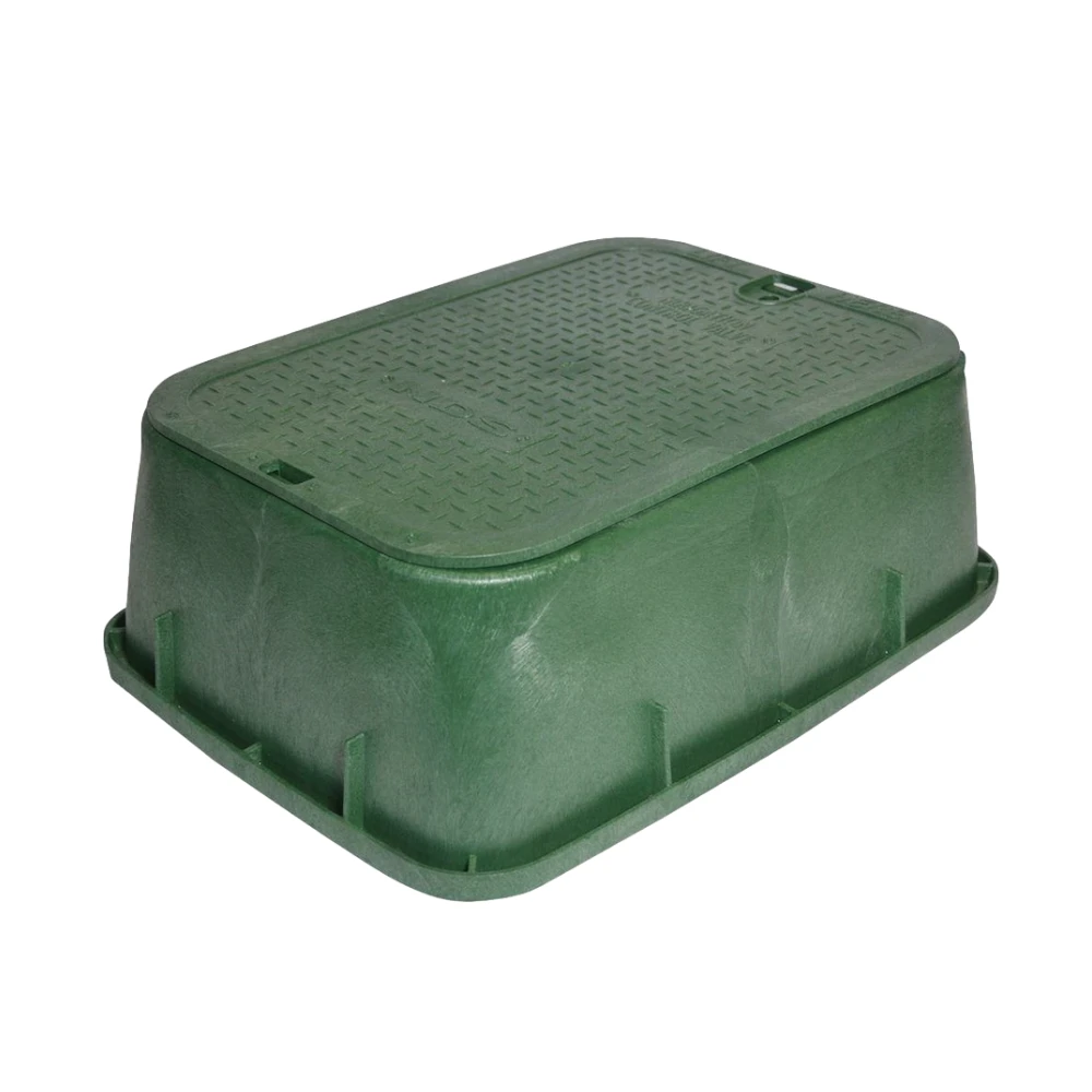 NDS - 116TBC - Standard Valve Box Tapered Rectangle 14 In. X 19 In. X 6 In.H Green Box/Green Lid Overlapping ICV 3 NDS - 116TBC - Standard Valve Box Tapered Rectangle 14 In. X 19 In. X 6 In.H Green Box/Green Lid Overlapping ICV